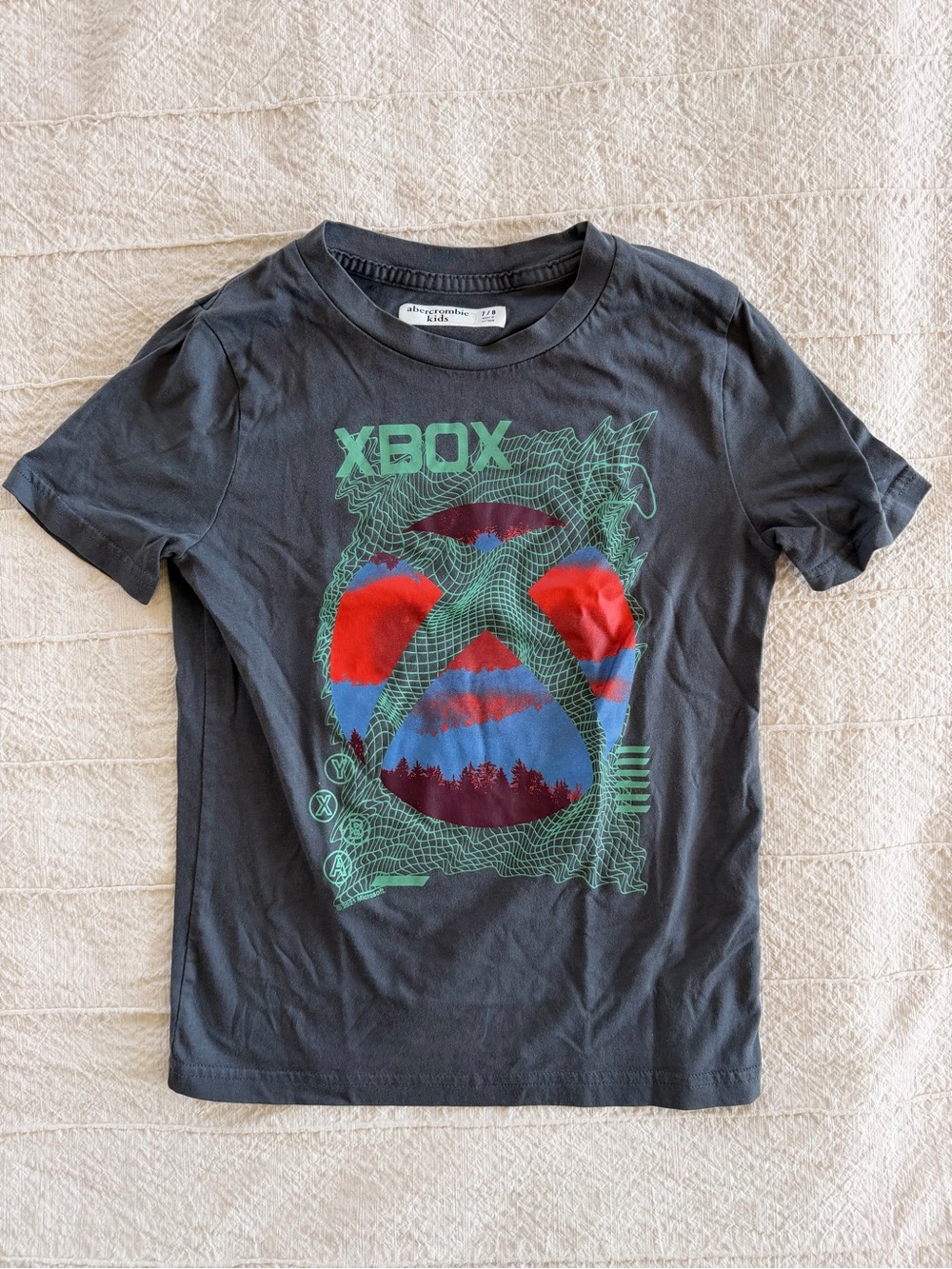 abercrombie kids Gray Xbox Graphic Tee with Red, Blue & Green Accents (7/8)